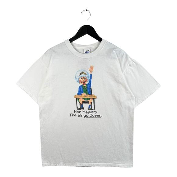 Vintage Her Majesty Funny Graphic T-Shirt Large - Picture 1 of 7